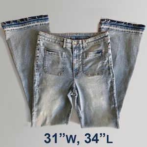 H&M Divided High Rise Stretch Flare Jeans size 12 DIY modified for slim tall fit